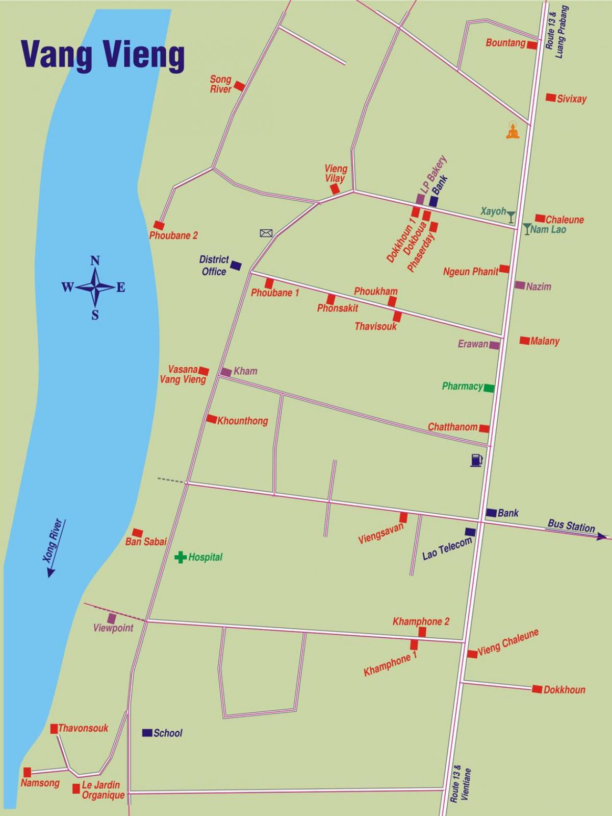Карта на vang vieng лаос