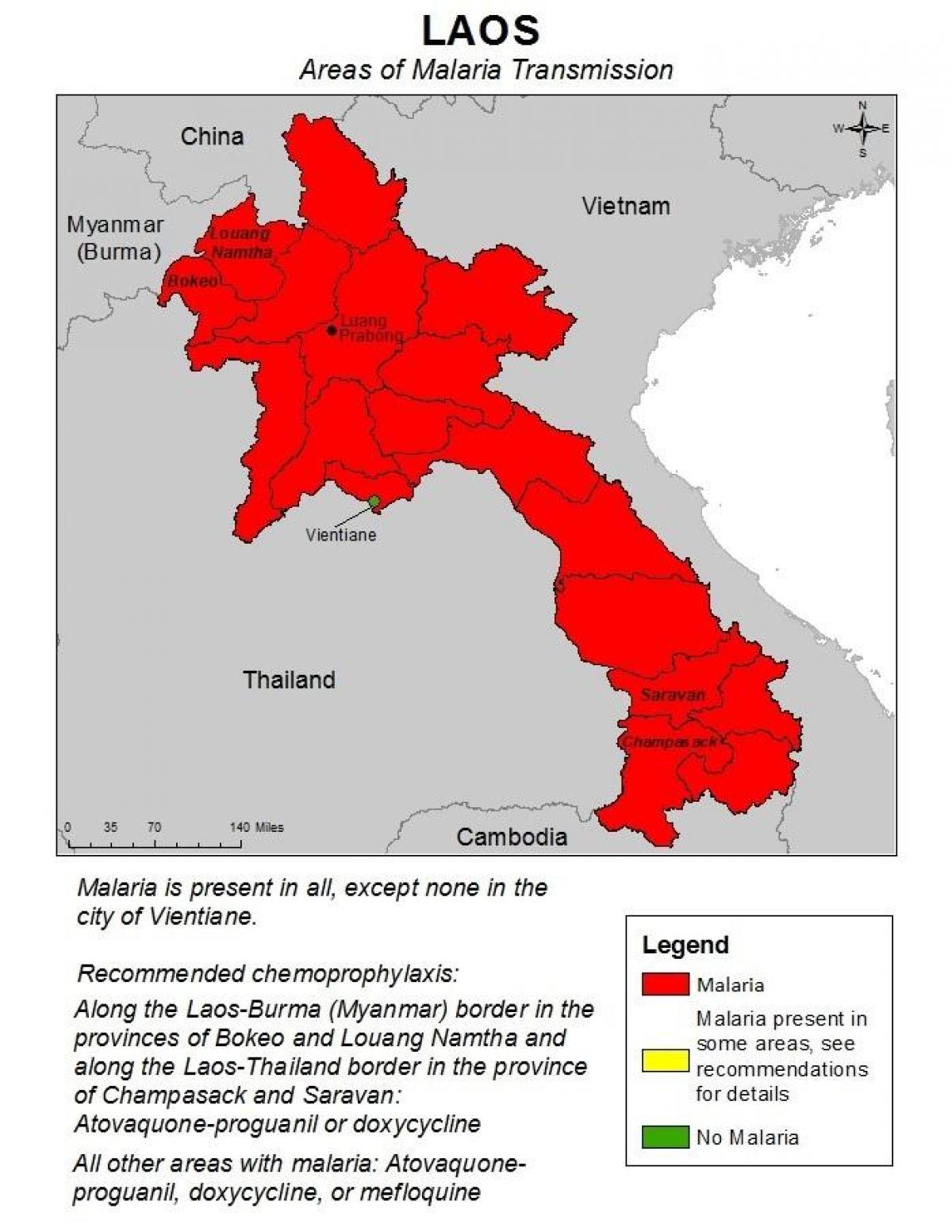 Карта на лаос маларија 
