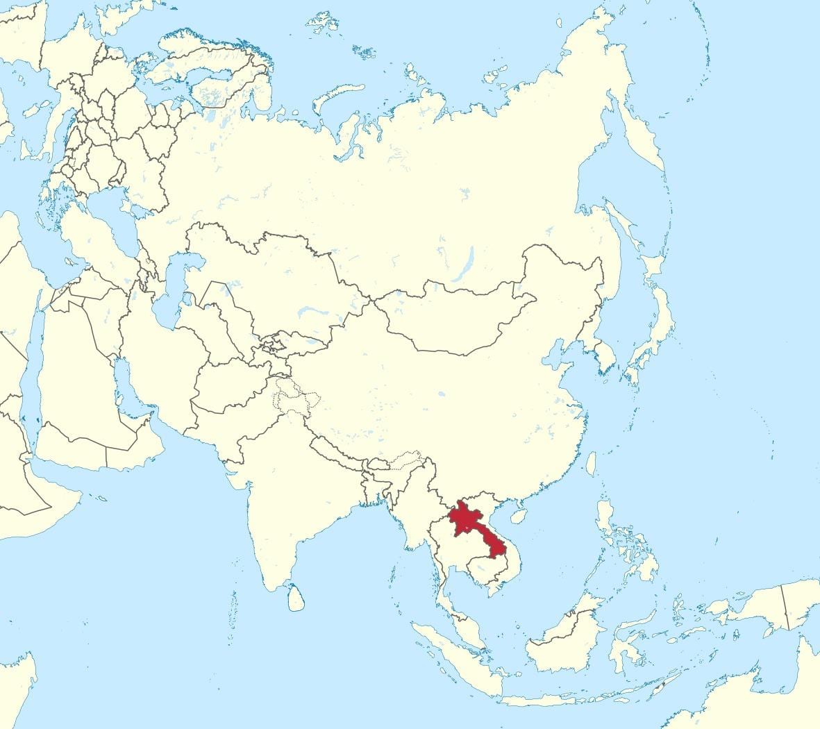 Карта на азија лаос