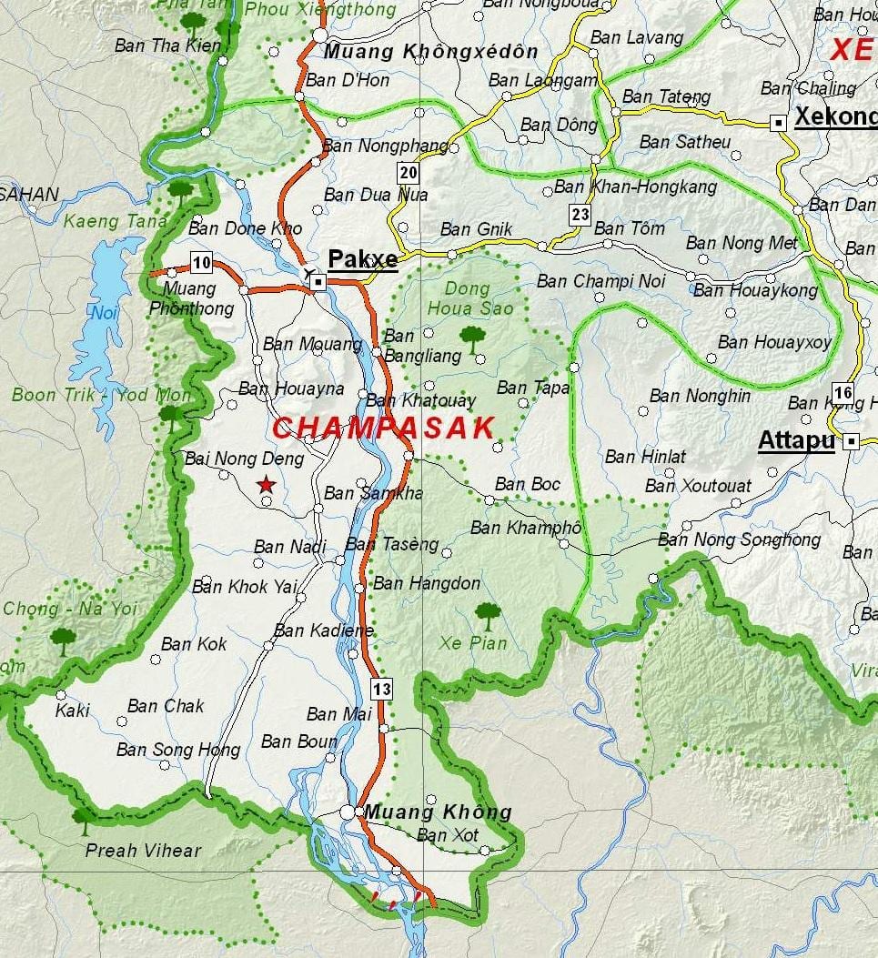 Карта на champasak лаос