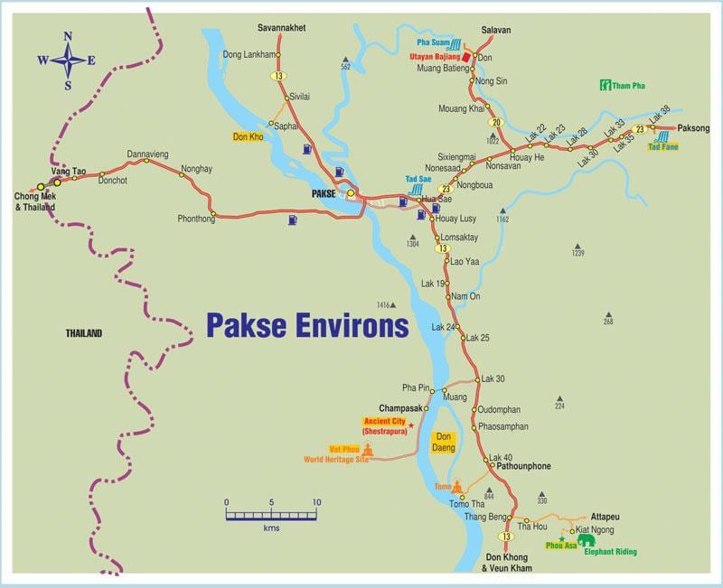 Карта на pakse лаос