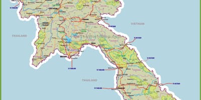 Лаос туристички атракции на мапата